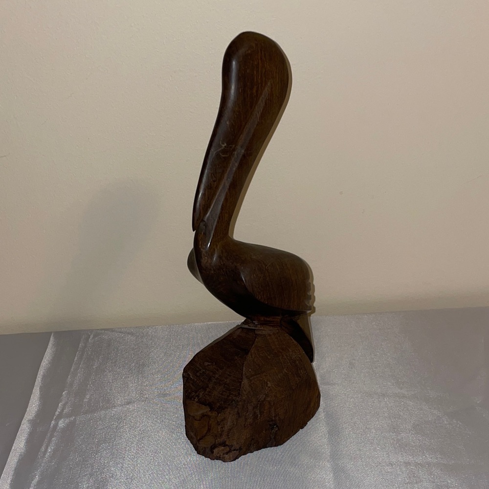 Vintage Ironwood Carved Pelican Sculpture